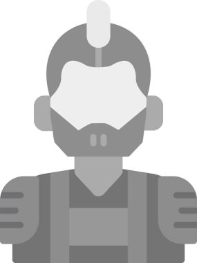 Minimalist avatar çizimi. Kostümlü bir süper kahraman. 