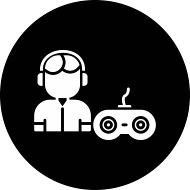 joystick 'i olan genç bir oyuncunun minimalist web simgesi.