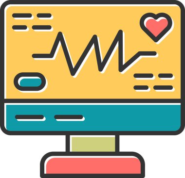 Elektrokardiyogram web simgesi, vektör tasarımı 