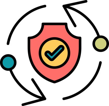 Veri koruma kalkanı simgesi ana hat biçiminde 