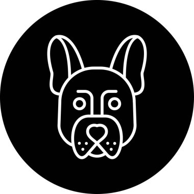 Web ve dijital uygulama hayvan karakteri için Fransız Bulldog simgesi.