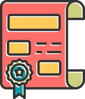 Sertifika simgesi ve vektör çizimi arkaplanda izole edildi