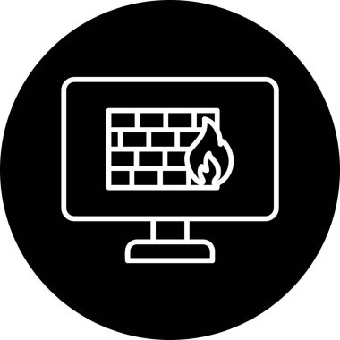 Güvenlik duvarı. Web simgesi vektör illüstrasyonu