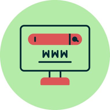 Basit bir vektör illüstrasyonu olarak gösterilen soyut web arama kavramı.