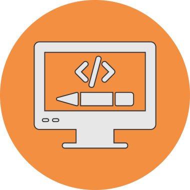 Kodlama ve Geliştirme konsepti simgesi, vektör illüstrasyonu basit tasarım