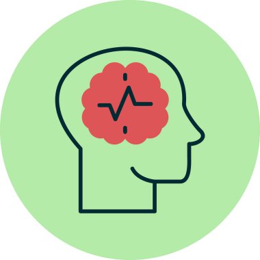 Beyin ikonu vektör illüstrasyonu. Sara nöbeti. 