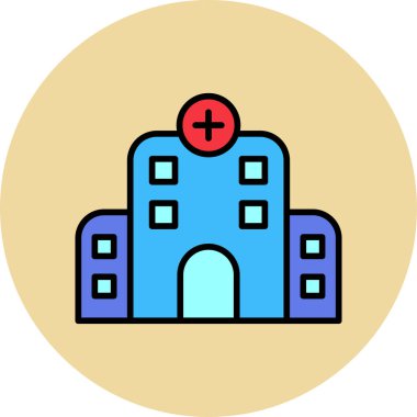 Hastane binası simgesi, vektör illüstrasyonu basit tasarım