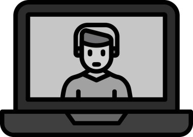 Ana hatlı biçim vektör illüstrasyon tasarımında konferans simgesi