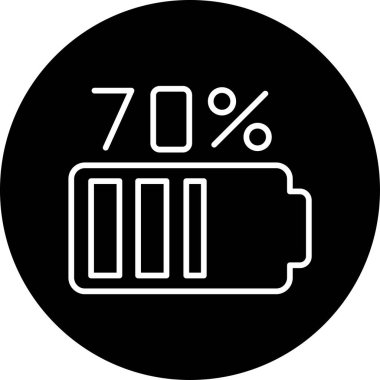 Pil Yüzdesi simgesi, vektör illüstrasyonu