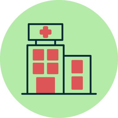 Hastane binası simgesi, vektör illüstrasyonu basit tasarım