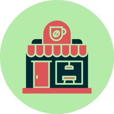 Kahve Dükkanı web simgesi, vektör illüstrasyonu