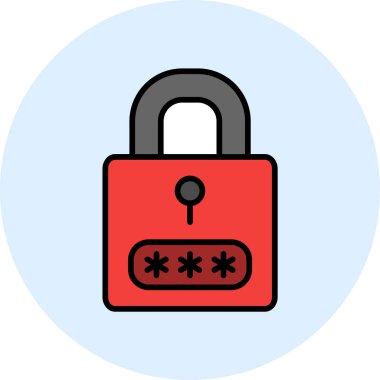 Korumalı parola simgesi, vektör illüstrasyonu basit tasarım