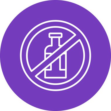 alkol yok, şişe simgesi, vektör illüstrasyonu