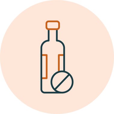 alkol yok, şişe simgesi, vektör illüstrasyonu