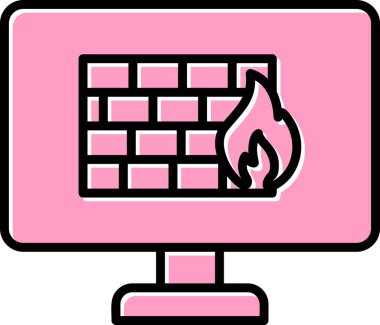 Güvenlik duvarı. Web simgesi vektör illüstrasyonu