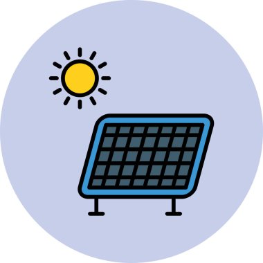 Güneş paneli simgesi, vektör illüstrasyonu basit tasarım