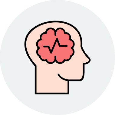 Beyin ikonu vektör illüstrasyonu. Sara nöbeti. 