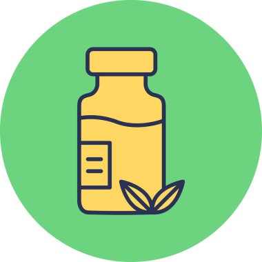 Bitkisel ilaç şişesi simgesinin web illüstrasyonu