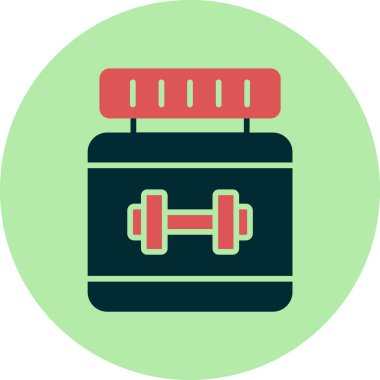 Protein ikonu ya da düz çizim. Beyaz protein şişesi ikon vektörü. Beyaz Proteinin Tasarım Şablonu. Sport whey protein illüstrasyonu