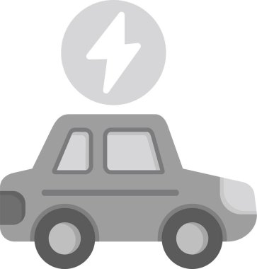 Düz bir dizaynda elektrikli bir arabayı temsil eden soyut simge.
