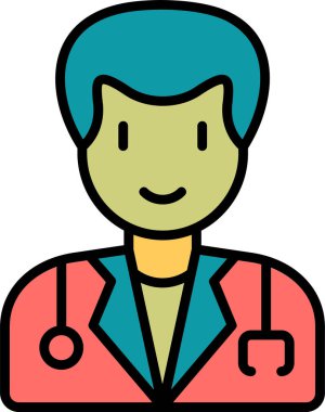 Erkek doktor simgesi, vektör illüstrasyonu 