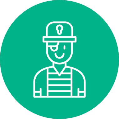 Korsan avatar simgesi, vektör illüstrasyonu 