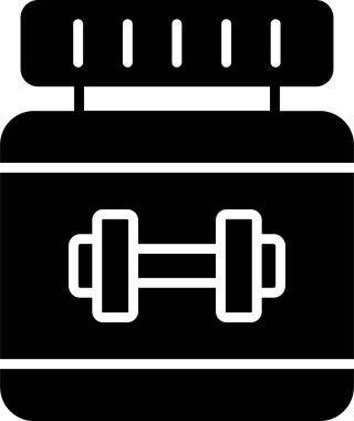 Protein ikonu ya da düz çizim. Beyaz protein şişesi ikon vektörü. Beyaz Proteinin Tasarım Şablonu. Sport whey protein illüstrasyonu