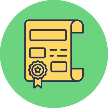 Sertifika simgesi ve vektör çizimi arkaplanda izole edildi