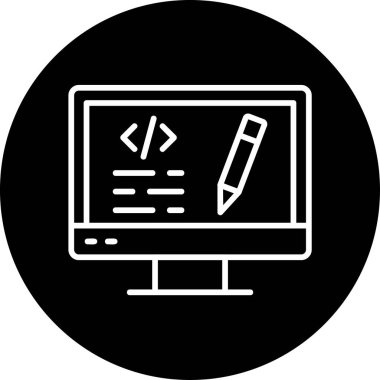 bilgisayar kodlama simgesi, vektör illüstrasyonu