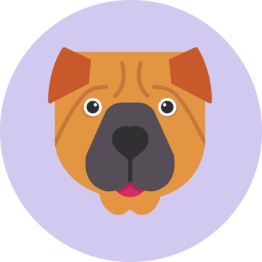 Shar pei köpeği. Web simgesi basit illüstrasyon