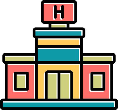 Hastane binası simgesi, vektör illüstrasyonu basit tasarım