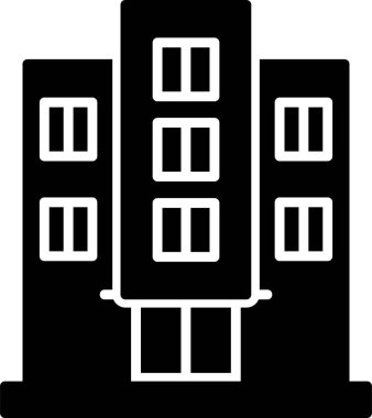 Otel binası simgesi, vektör illüstrasyonu