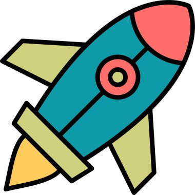 Roket. Web simgesi basit illüstrasyon 