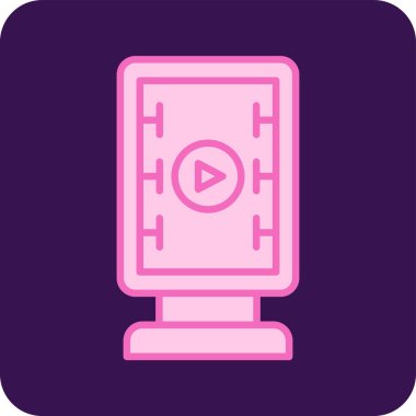 Renkli düz video oynatıcı. Web arayüzü için soyut vektör çizimi