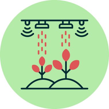 Kişisel ve ticari amaçlar için kullanılabilir akıllı bir çiftlik simgesinin renkli çizimi.