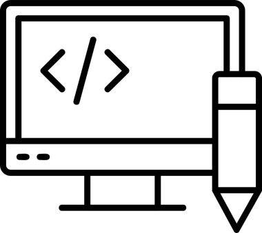 bilgisayar kodlama simgesi, vektör illüstrasyonu