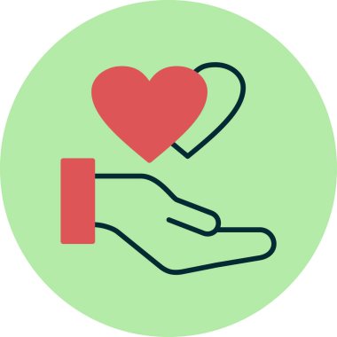 Kalbi tutan el. Web simgesi basit bir illüstrasyon. İyilik işareti