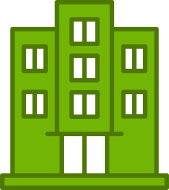 Otel binası simgesi, vektör illüstrasyonu