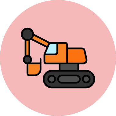 Kazı düz simgesi, vektör illüstrasyonu