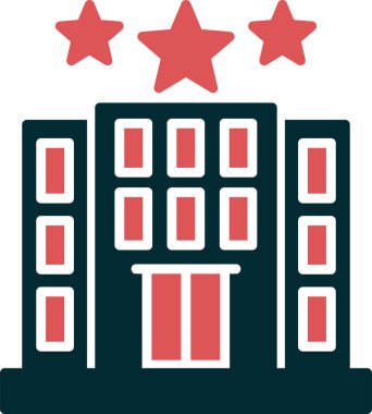 Otel binası simgesi, vektör illüstrasyonu