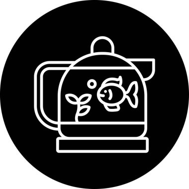 Balıklı akvaryum. Web simgesi basit illüstrasyon