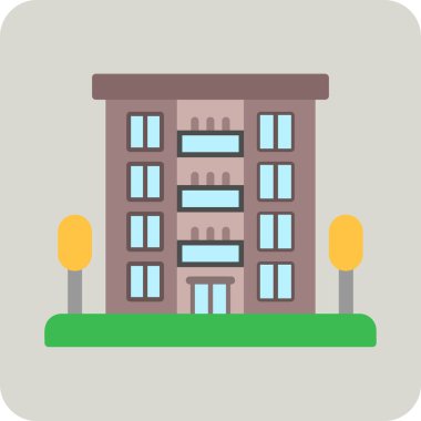 Daire binası simgesi, vektör illüstrasyonu basit tasarım