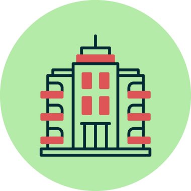 Şehir binası simgesi, vektör illüstrasyonu basit tasarım