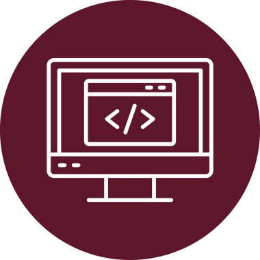 bilgisayar kodlama simgesi, vektör illüstrasyonu