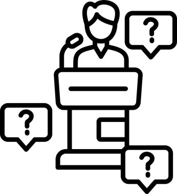 Ana hatlı biçim vektör illüstrasyon tasarımında konferans simgesi