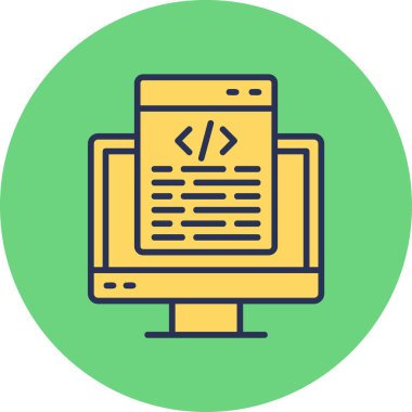 bilgisayar kodlama simgesi, vektör illüstrasyonu