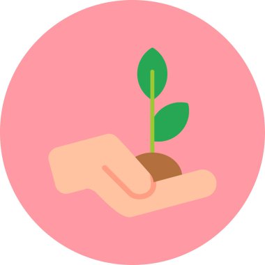 Bir filizlenme ikonu tutan el, ana hatlı stil 