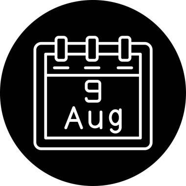 Ağustos takvim simgesi. vektör illüstrasyonu