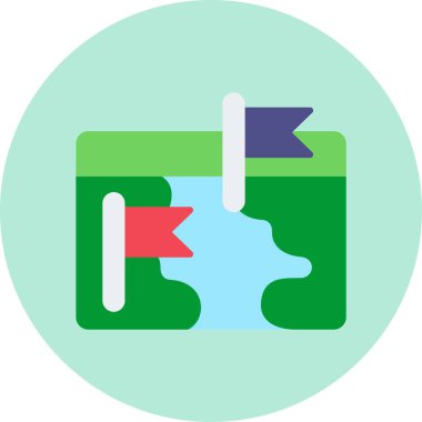 Bayraklar harita simgesi, vektör illüstrasyonu 