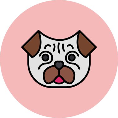 Pug dog cins ikonu, vektör illüstrasyonu